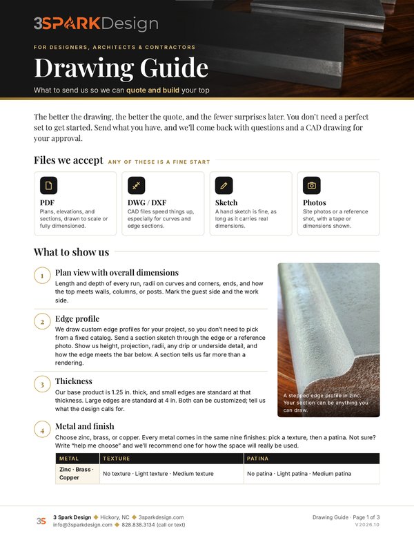 Cover of the 3 Spark Design Drawing Guide PDF
