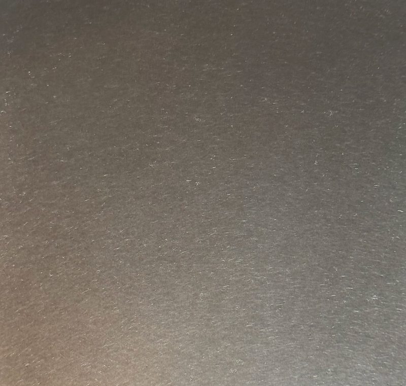 Zinc finish sample, no texture, medium patina